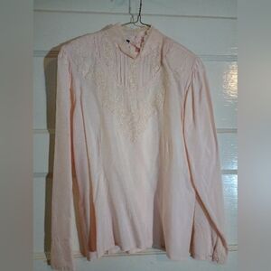 Carry Back size 6 linen and lace pink women shirt
